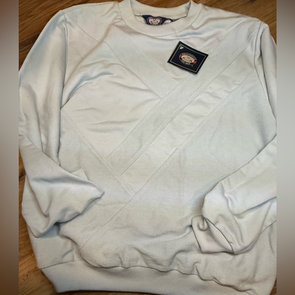 NWT Vintage Knightsbridge For Men White Textured Crewneck Sweatshirt Men’s Large
